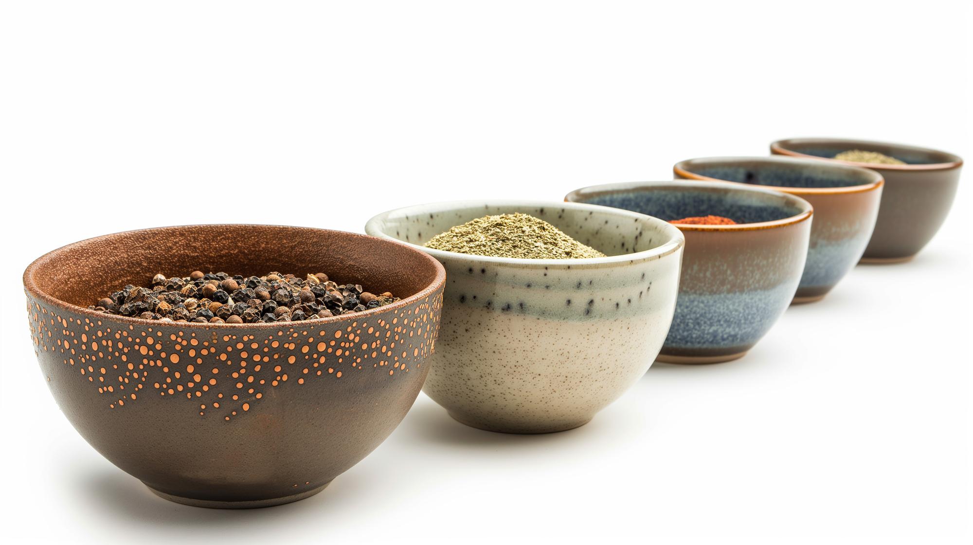 Zestaw przypraw w ceramicznych miskach